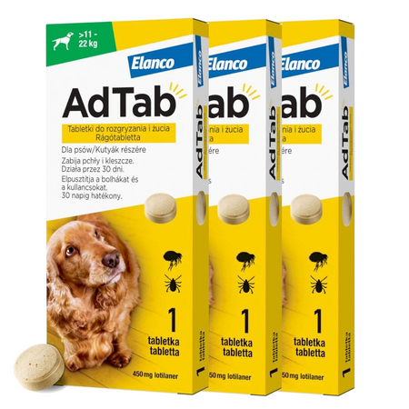 AdTab Tabletka Dla Psa >11-22kg Do Rozgryzania Na Pchły I Kleszcze 3szt.