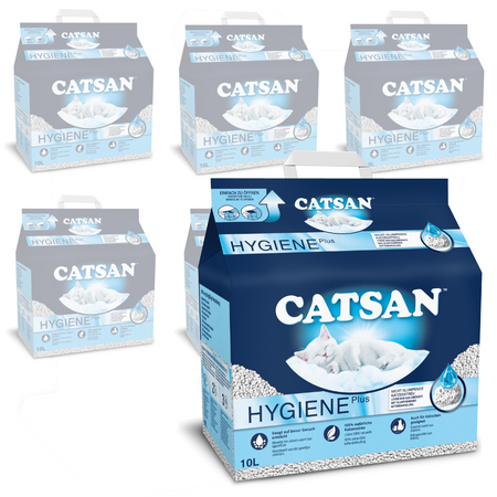 Catsan Hygiene Plus 6x10l Naturalny Żwirek Bentonitowy Niezbrylający Dla Kota