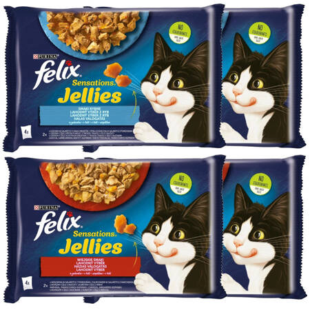Felix Sensations Jellies Karma Dla Kotów Smaki Wiejskie i Rybne W Galaretce 4x340g (16x85g)