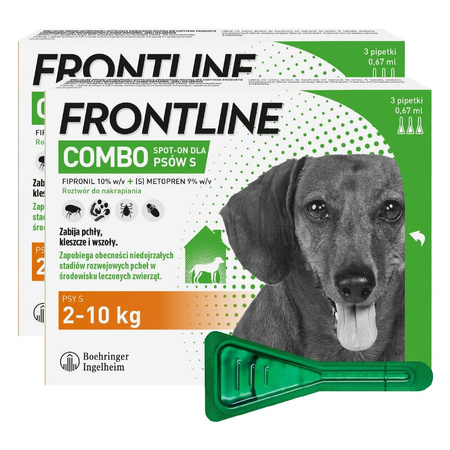 Frontline Combo Spot-On Dla Psów S 2-10kg Pipeta 6x0,67ml Krople Na Pchły Kleszcze i Wszoły